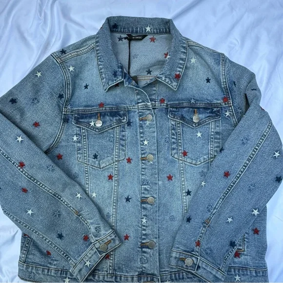 Driftwood Jeans Classic Embroidered Denim Jacket Starry Night Americana Large - Picture 2 of 16